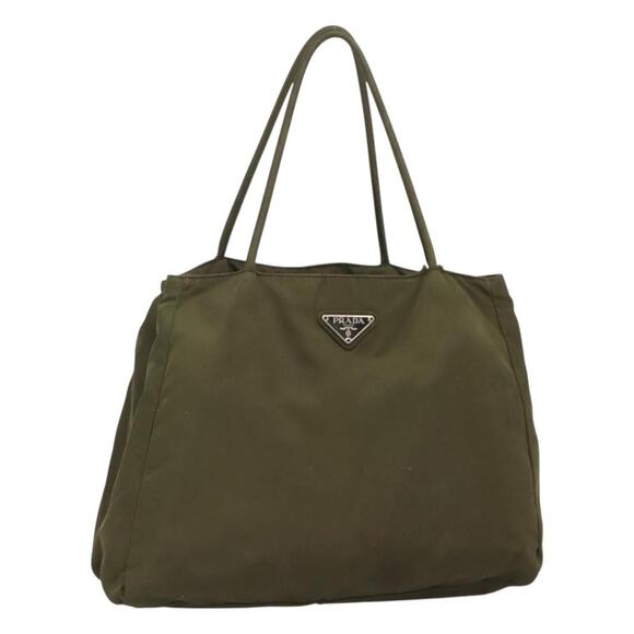 PRADA Hand Bag Nylon Khaki Silver - Picture 1 of 13